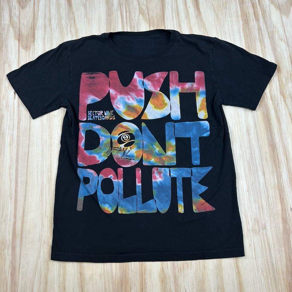 Sector‎ Nine Skateboard Short Sleeve T Shirt Push Don't Pullute Y2K VTG Grunge M